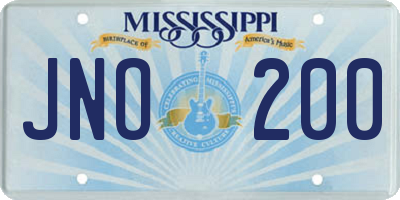 MS license plate JNO200