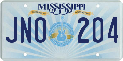 MS license plate JNO204