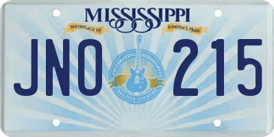 MS license plate JNO215
