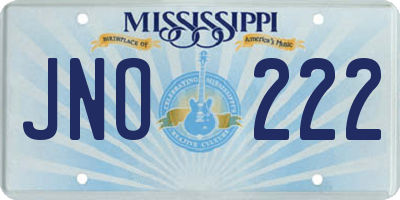 MS license plate JNO222
