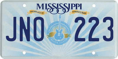 MS license plate JNO223