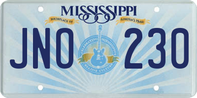 MS license plate JNO230