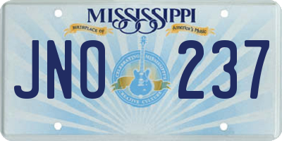 MS license plate JNO237