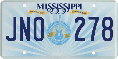 MS license plate JNO278