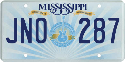 MS license plate JNO287