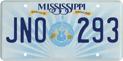 MS license plate JNO293