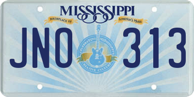 MS license plate JNO313
