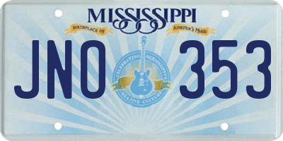 MS license plate JNO353
