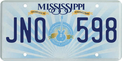 MS license plate JNO598