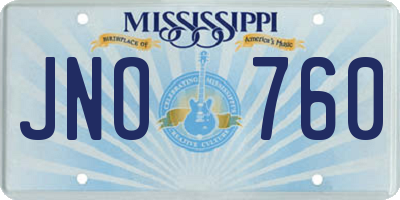 MS license plate JNO760