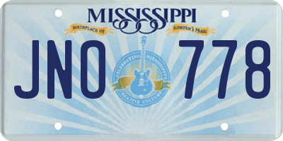 MS license plate JNO778