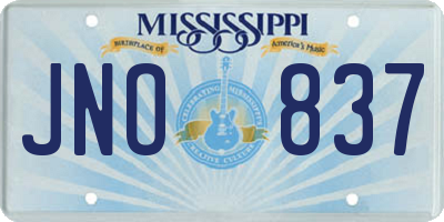 MS license plate JNO837