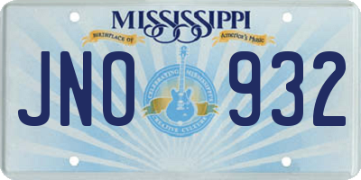 MS license plate JNO932