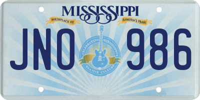 MS license plate JNO986