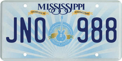 MS license plate JNO988