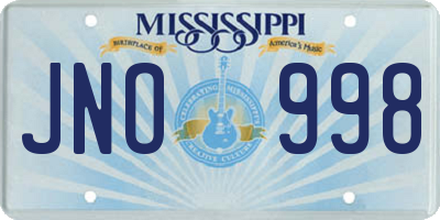 MS license plate JNO998