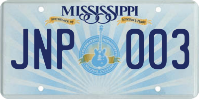 MS license plate JNP003