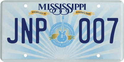 MS license plate JNP007