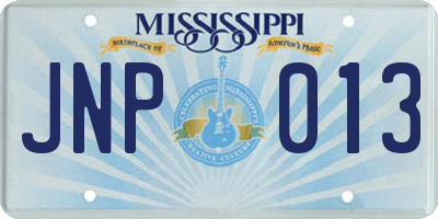 MS license plate JNP013