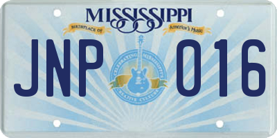 MS license plate JNP016