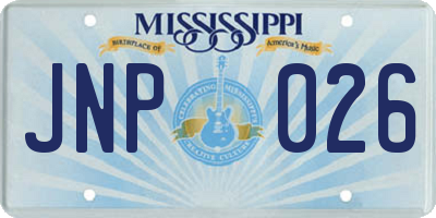 MS license plate JNP026