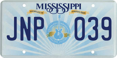 MS license plate JNP039