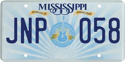 MS license plate JNP058