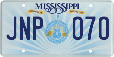 MS license plate JNP070