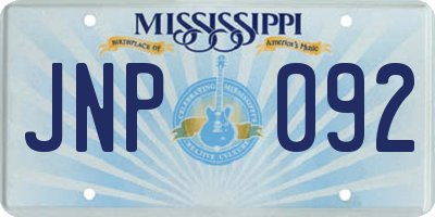 MS license plate JNP092