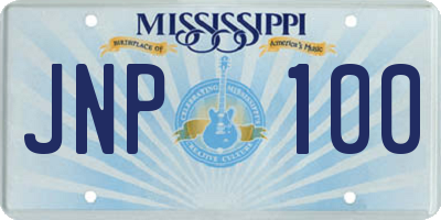 MS license plate JNP100