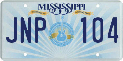 MS license plate JNP104