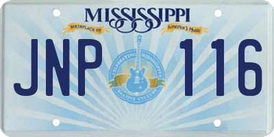 MS license plate JNP116