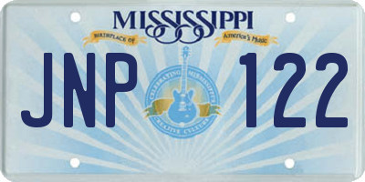 MS license plate JNP122