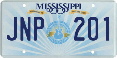 MS license plate JNP201