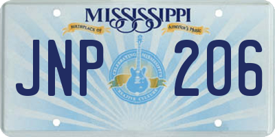 MS license plate JNP206