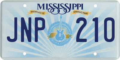 MS license plate JNP210