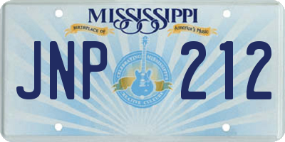 MS license plate JNP212