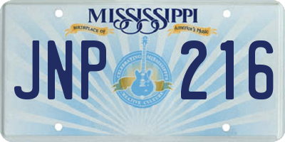 MS license plate JNP216