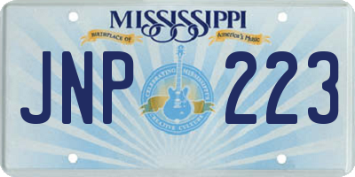 MS license plate JNP223