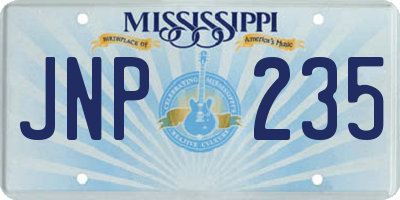 MS license plate JNP235
