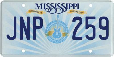 MS license plate JNP259