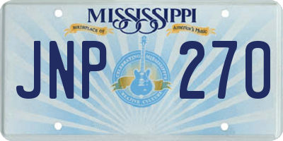 MS license plate JNP270