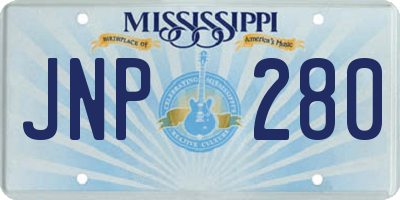 MS license plate JNP280