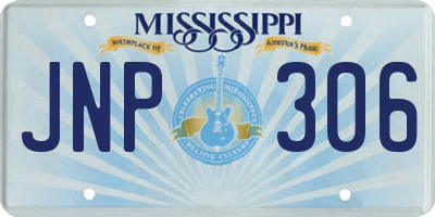 MS license plate JNP306