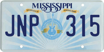 MS license plate JNP315