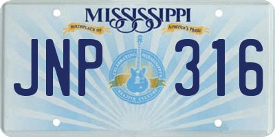 MS license plate JNP316
