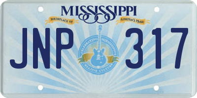 MS license plate JNP317