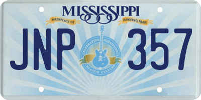 MS license plate JNP357