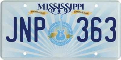 MS license plate JNP363