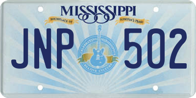 MS license plate JNP502